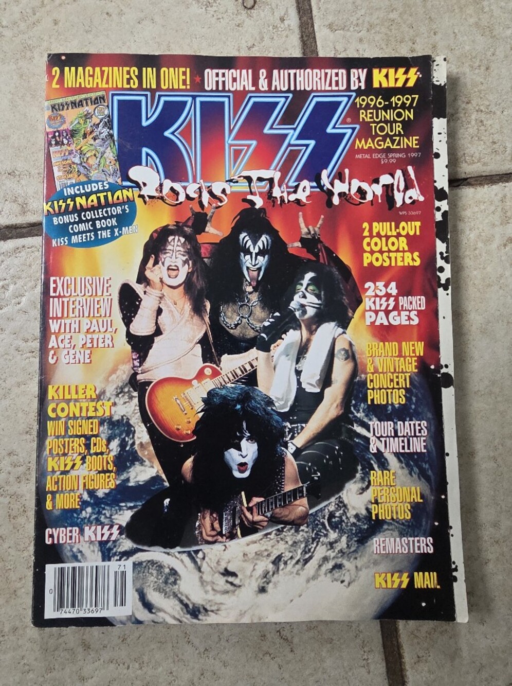 1997 KISS ROCKS THE WORLD Metal Edge Magazine +Comic/ Poster/++ VG+ #847